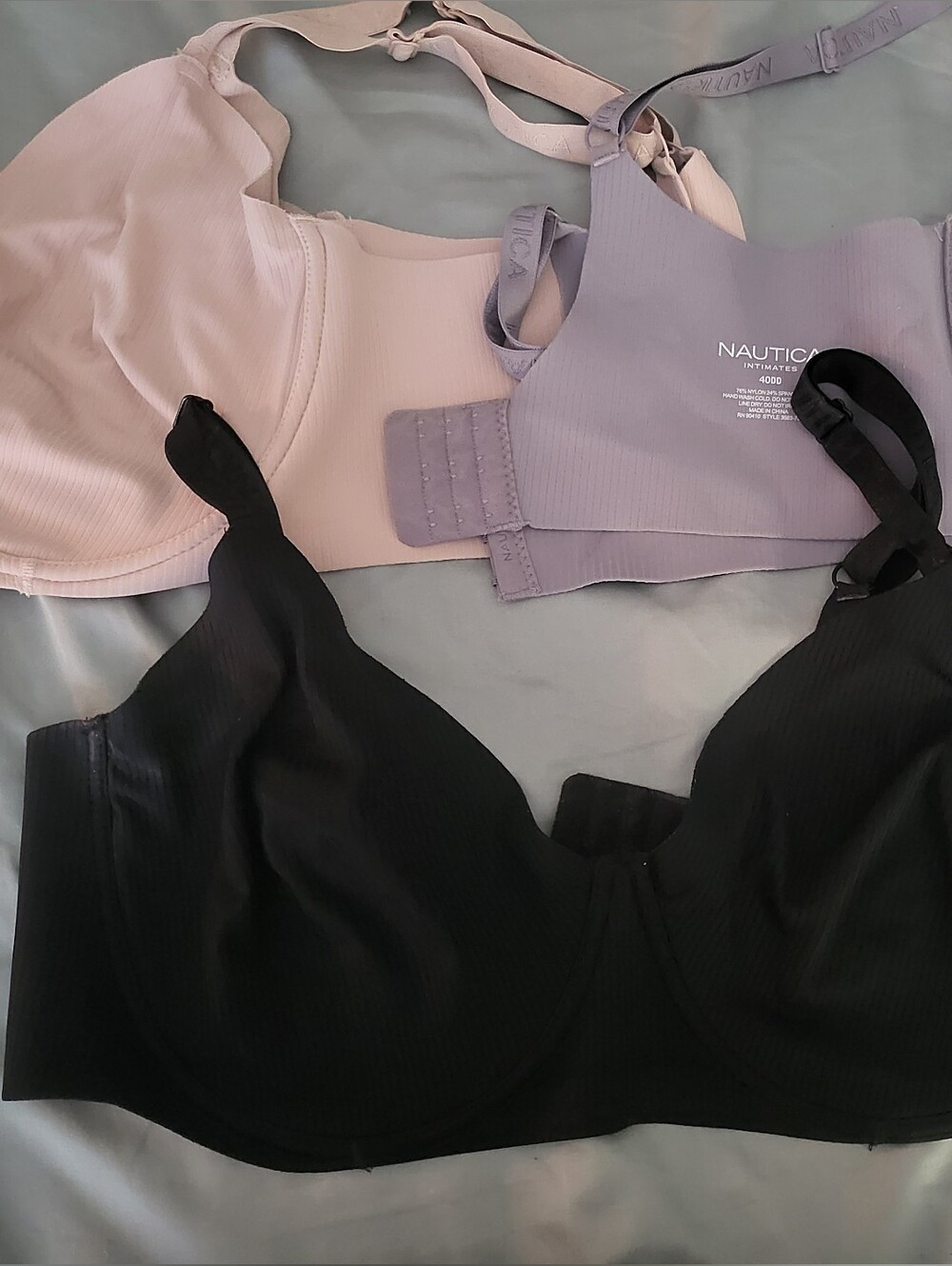 Nautica Women’s Seamless Support Bra Bundle - Black, Tan, Lavender
